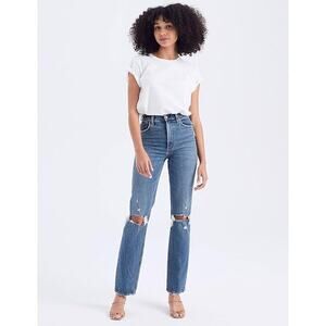 Abercrombie The 90s Straight Ultra High Rise Jeans Medium Destroy 30 / 10